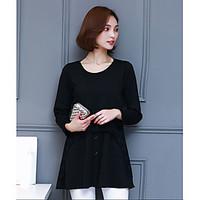 womens casualdaily simple t shirt solid round neck long sleeve cotton