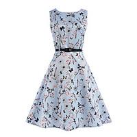 womens casualdaily beach holiday vintage a line dress floral round nec ...