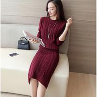 womens casualdaily swing dress solid round neck knee length length sle ...