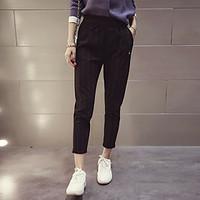 womens high waist inelastic loose pants simple relaxed solid