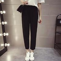 womens high waist inelastic loose pants simple relaxed solid