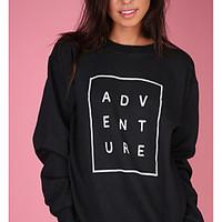 Women\'s Plus Size Casual/Daily Active Sweatshirt Letter Round Neck Micro-elastic Cotton / Acrylic Long Sleeve Fall / Winter