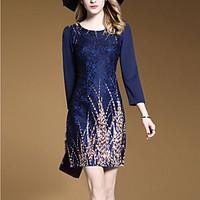 womens going out sophisticated a line dress print round neck above kne ...