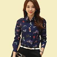 Women\'s Shirt Collar Butterfly Print Long Sleeve OL/Daily Chiffon Shirt