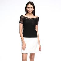 womens off the shoulderlace patchwork black blouse sexyplus size lace  ...