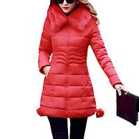 womens long padded coatsimple street chic plus size patchwork fur warm ...
