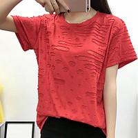 womens casualdaily simple spring summer t shirt solid print round neck ...