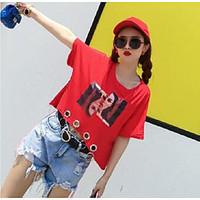 womens going out party cute street chic t shirt solid print round neck ...