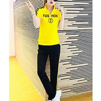 womens casualdaily sports simple active summer t shirt pant suits lett ...