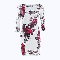 Women\'s Casual/Daily / Club Vintage / Street chic Bodycon Fashion Slim DressFloral Round Neck Above Knee Length Sleeve Spring / Fall