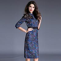 womens plus size going out sophisticated sheath dress floral round nec ...
