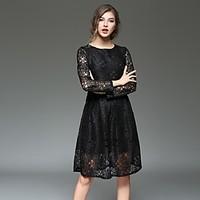 womens casualdaily simple sheath dress jacquard round neck knee length ...