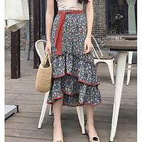 womens holiday asymmetrical skirts swing print summer