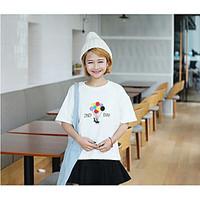 womens going out simple t shirt print round neck short sleeve cotton