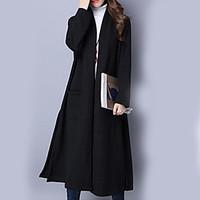 womens casualdaily vintage trench coat solid shawl lapel long sleeve f ...