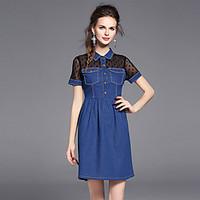 womens going out casualdaily cute street chic denim dress color block  ...