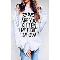 Women\'s Casual/Daily Simple Sweatshirt Print Round Neck Micro-elastic Polyester Long Sleeve