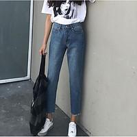 womens high rise micro elastic chinos pants simple straight denim soli ...