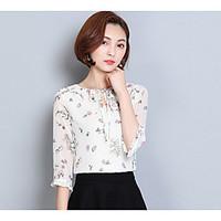 womens casualdaily simple blouse floral round neck sleeve polyester