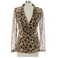 womens going out party sexy vintage shirt solid leopard v neck long sl ...