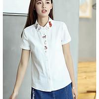 womens going out vintage shirt solid shirt collar short sleeve cotton