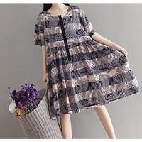 womens casualdaily loose dress solid striped round neck above knee sho ...