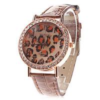 womens leopard print dial pu band quartz analog wrist watch assorted c ...