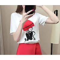 womens work simple summer t shirt skirt suits solid round neck short s ...