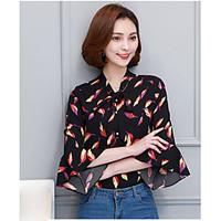 womens casualdaily simple sophisticated blouse floral v neck long slee ...