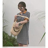 womens casualdaily simple summer polo striped shirt collar short sleev ...