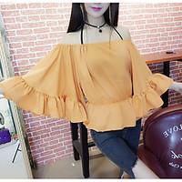 womens casualdaily sexy cute t shirt solid boat neck length sleeve oth ...