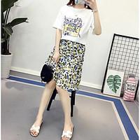 womens casualdaily asymmetrical skirts a line print summer