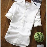 Women\'s Daily Simple Summer Shirt, Solid Shirt Collar Short Sleeve Cotton Medium