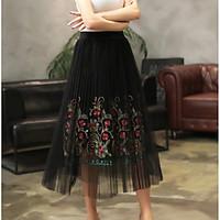 womens casualdaily midi skirts active a line pure color print summer