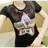 womens casualdaily simple summer t shirt solid print round neck short  ...