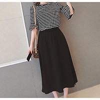 womens holiday midi skirts swing solid summer