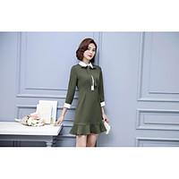 womens casualdaily sheath dress solid stand above knee long sleeve pol ...