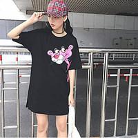 womens casualdaily cute t shirt print round neck short sleeve cotton