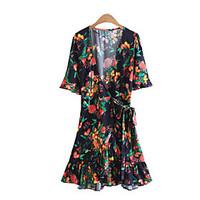 womens casualdaily a line dress print v neck midi short sleeve polyest ...