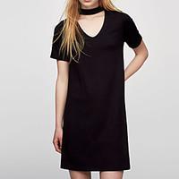womens casualdaily simple a line dress solid v neck above knee short s ...