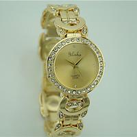 Women\'s Fashion Wrist watch Quartz Rhinestone Alloy Band Casual Gold Brand