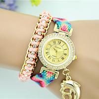 Women\'s Fashion Watch Bracelet Watch Quartz Fabric Band Bohemian Multi-Colored Brand