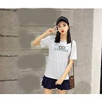 womens casualdaily simple t shirt solid letter round neck short sleeve ...