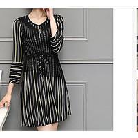 womens going out tunic dress solid striped floral round neck maxi long ...