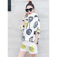 womens casualdaily street chic summer hoodie pant suits print hooded l ...