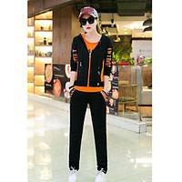 womens casualdaily active spring fall hoodie pant suits solid round ne ...