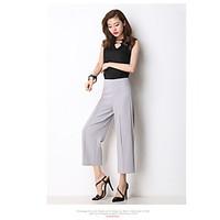 womens high rise micro elastic chinos pants street chic loose solid