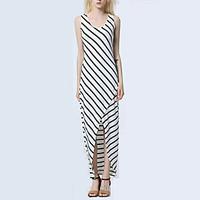 womens fine stripeasymmetrical casualdaily simple sheath dress striped ...