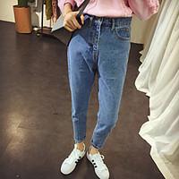 womens high rise micro elastic jeans pants street chic loose solid