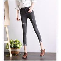 womens low rise micro elastic jeans pants simple loose solid